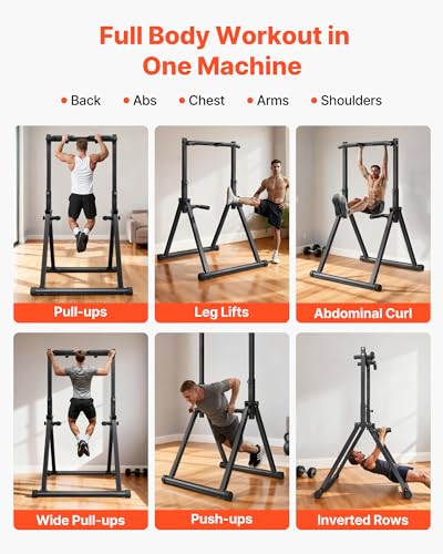 VEVOR Pull Up Bar, 330LBS Capacity Portable Pullup Bar Station, Pullup Bars Free Standing with Triangular Structure & Heav...