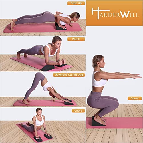 HarderWill Yoga Foam Wedge Blocks (Pair), Calf Raise Block, Calf Stretcher, Yoga Wrist Support, Balance, Pushup, Fitness, ...