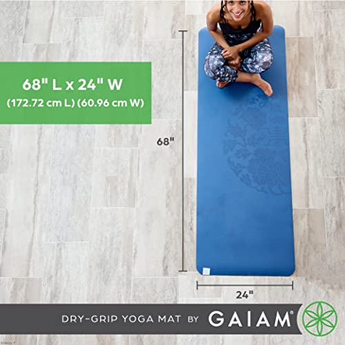 Gaiam Dry-Grip Yoga Mat - 5mm Thick Non-Slip Exercise & Fitness Mat for Standard or Hot Yoga, Pilates and Floor Workouts -...