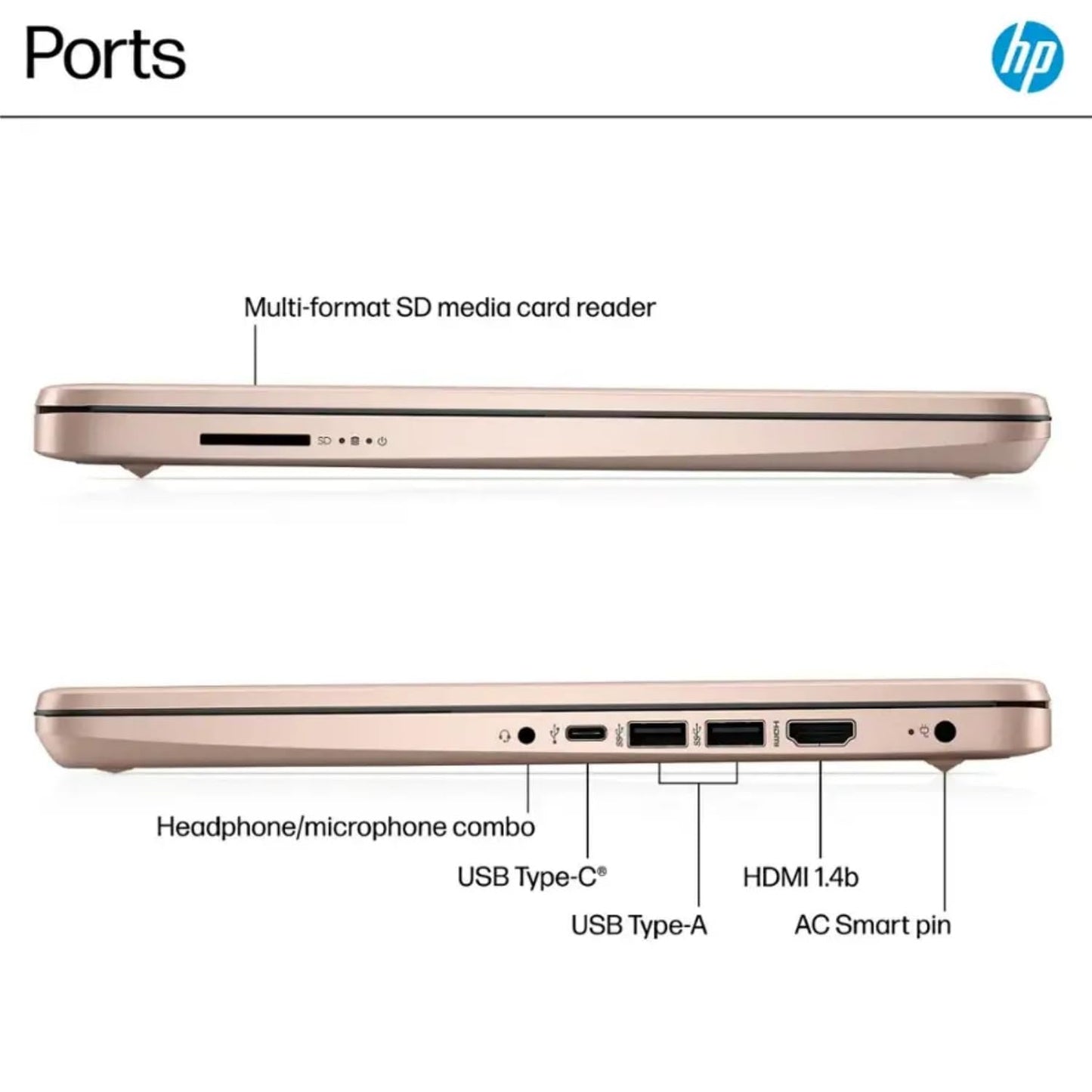 Hp 14 Ultralight Student-Laptop, Intel 4-Core 8Gb Ram 320Gb Storage Laptops With 1Yr Office 365 Win11(64Gb Emmc+Ghost Manta 256G