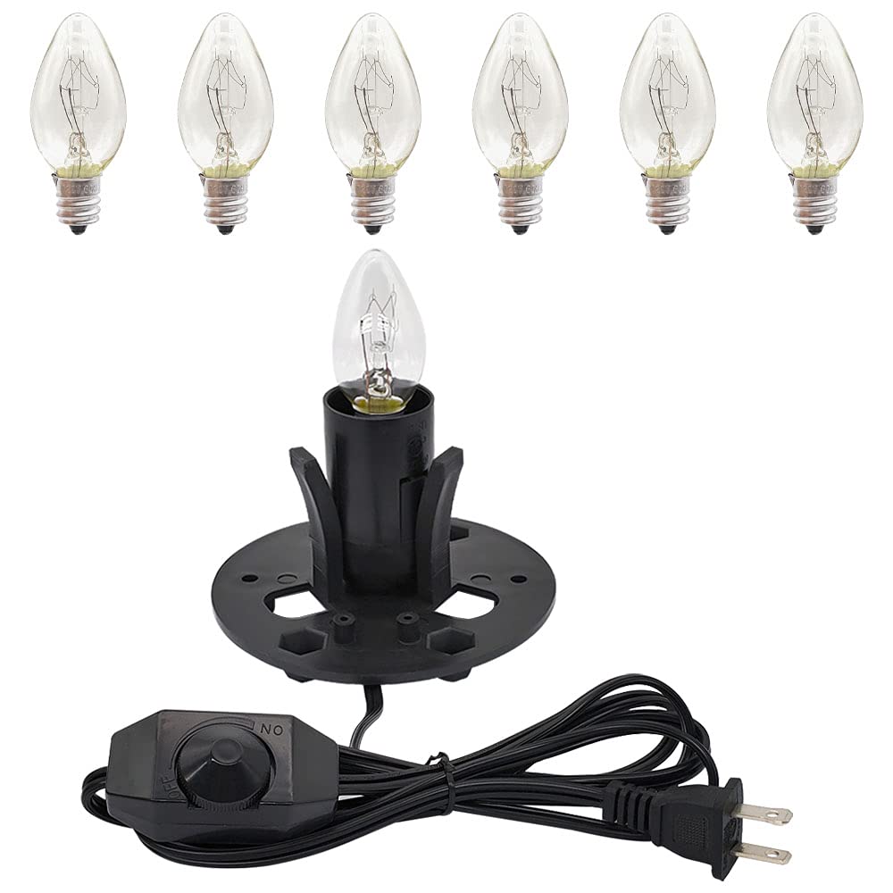 New Orange Heart Himalayan Salt Lamp Cord With Dimmer Switch And Bulbs  6Ft Original Replacement Cord With Base Assembly 3.35 Inches  6-Pack 15 Watt E12 Halogen Salt Lamp Bulbs For Salt Rock Lamp