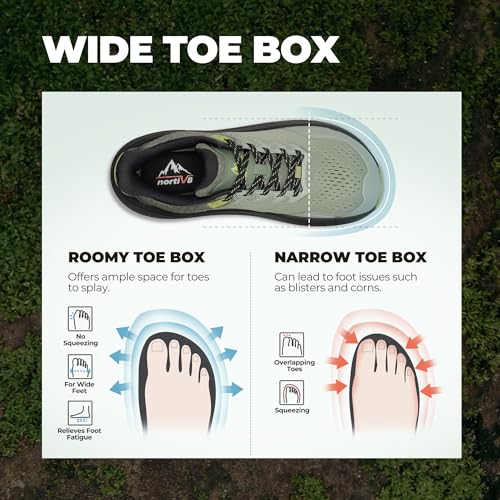 NORTIV 8 Men's Wide Toe Box Trail Running Shoes Cushion Walking Barefoot Tennis Workout Gym Cross Training Shoe Fashion Sn...