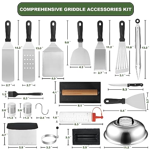 35PCS Griddle Accessories Kit, Flat Top Grill Accessories Set for Blackstone and Camp Chef, Grill Spatula Set with Enlarge...