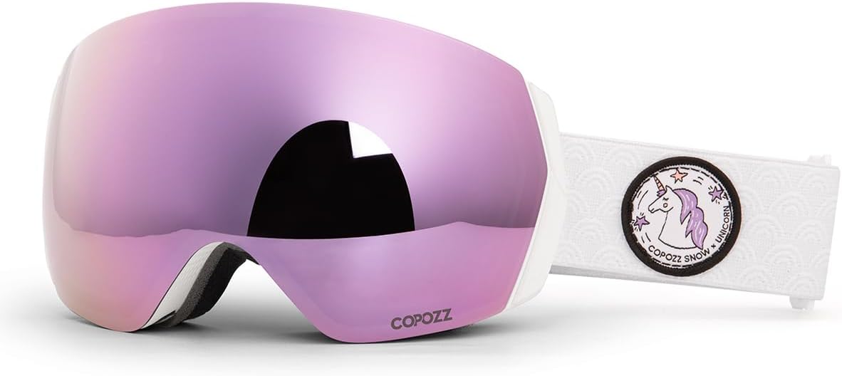 COPOZZ H2 Ski Goggles, Hyperbolic OTG Snow Goggles, Reduce Visual Distortion, UV 400, Snowboard Goggles for Adult Men Women