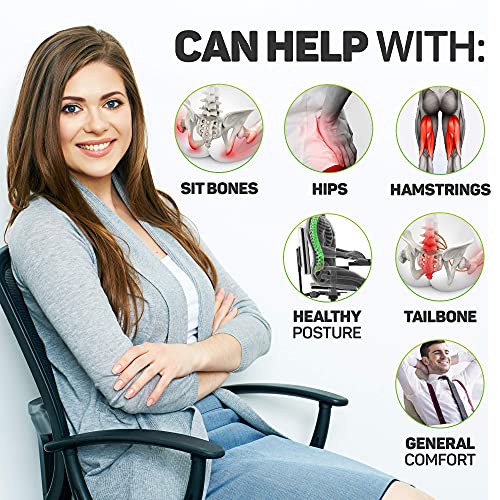 Aylio Socket Seat Cushion for Sit Bone and Back Pain Relief, Butt, Tailbone, Hip, Hamstring, Posture Support - Memory Foam Comfort Ischial Tuberosity Pillow for Desk Chair or Car