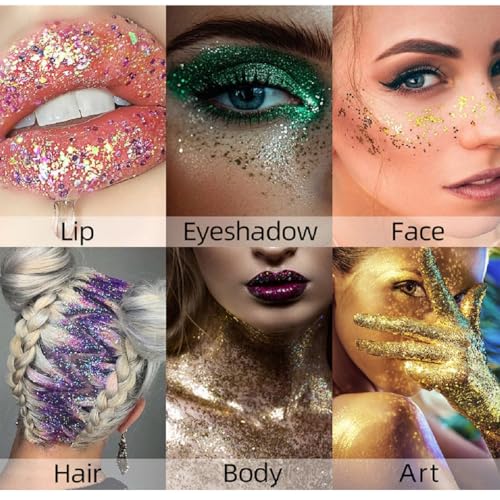 Red Body Glitter Stick, Sparkling Neon Outfit Holographic Sequins Glitters for Eye Lip Hair Nails, Festival Rave Accessori...