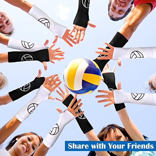Newcotte 2 Pairs Volleyball Arm Sleeves Hitting Passing Forearm Sleeves with Protection Pads and Thumb Hole Padded