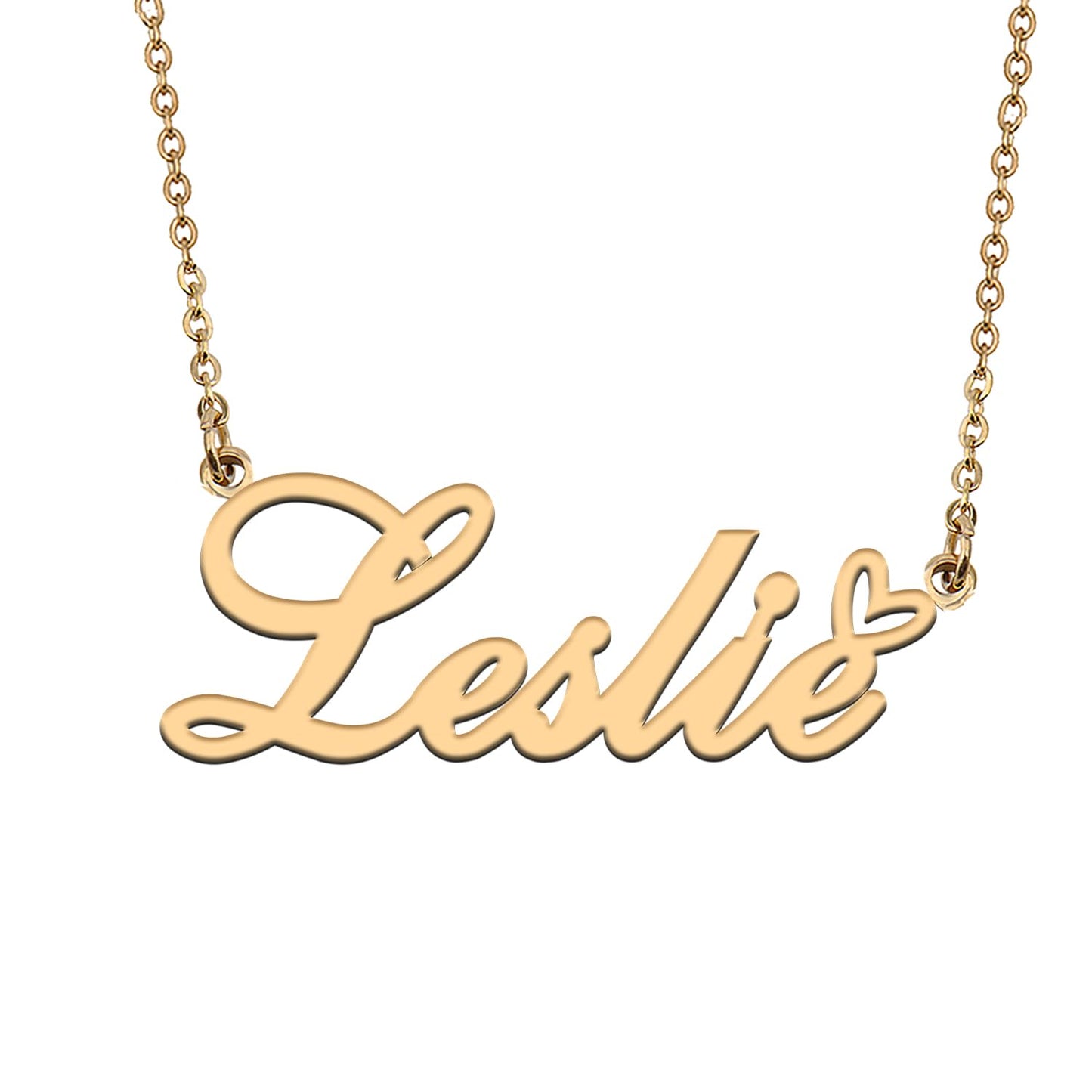 HUAN XUN Leslie Name Necklaces for Women Stainless Steel Custom Name Necklaces Pendant Jewelry Gift for Christmas
