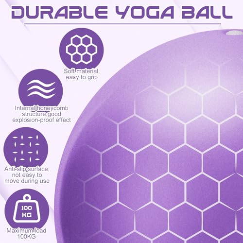jjshund Pilates Ball, 9 Inch Small Exercise Mini Soft Workout Yoga Ball with Exercise Guide, for Home Gym Yoga, Pilates, C...