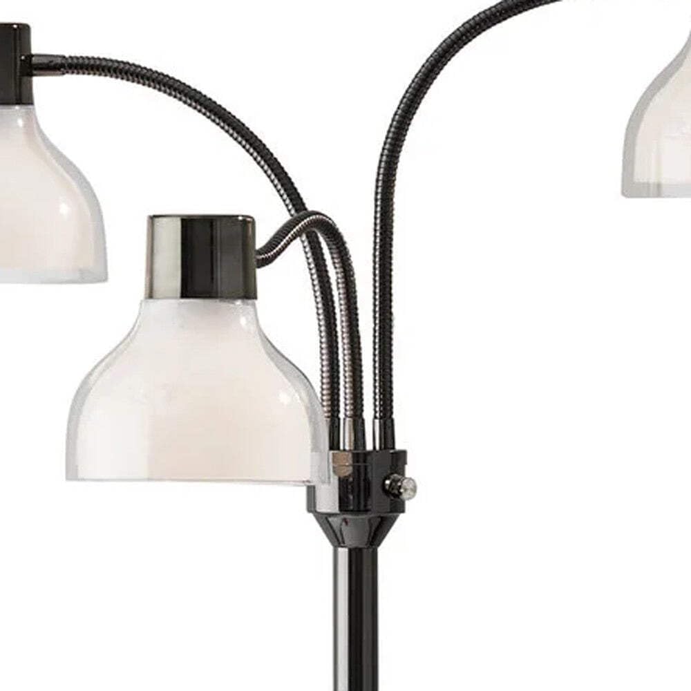 HomeRoots Nickel Three Light Tree Floor Lamp with White Bowl Shade, 69in Height