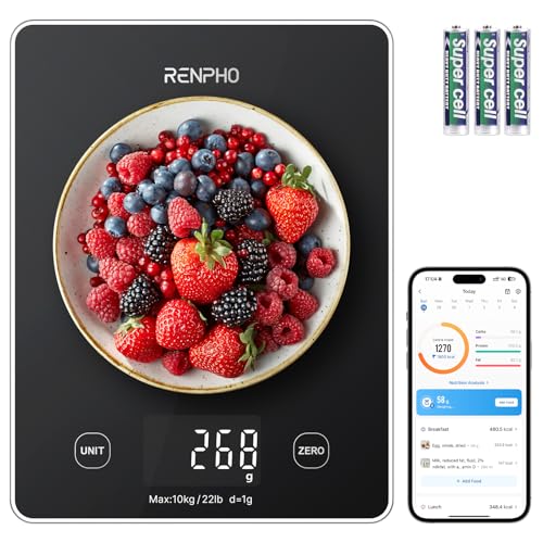 RENPHO Digital Kitchen Scale, Smart Food Weight Scale with Nutritional Calculator, Gram Scale for Weight Loss Cooking Baki...