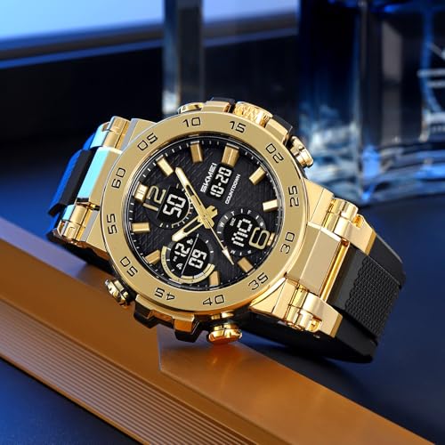 FANMIS Mens Analog Digital Dual Display Sports Watches Military Multifunctional 50M Waterproof LED Watch with Alarm Stopwa...