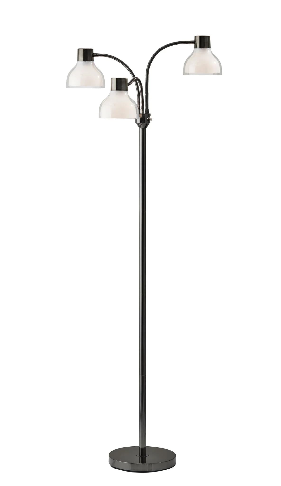 HomeRoots Nickel Three Light Tree Floor Lamp with White Bowl Shade, 69in Height