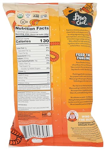 Lesserevil Organic Real Cheddar Space Ball Puffs Party Size, 7 Oz