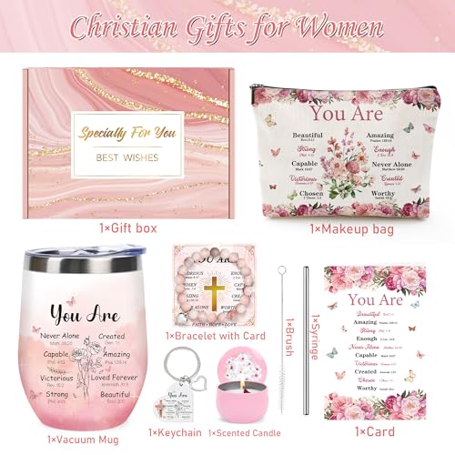 Get Well Soon Gifts for Women - Recovery Care Package with Makeup Bag, Tumbler, Keychain, Bracelet, Card for Friend, Siste...