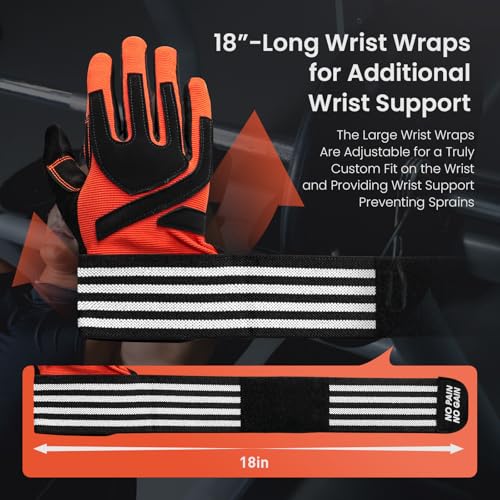 FINGER TEN Weightlifting Workout Gloves Full Half Finger with Wrist Strap Support, Padded Grip for Weight Lifting Gym Fitn...