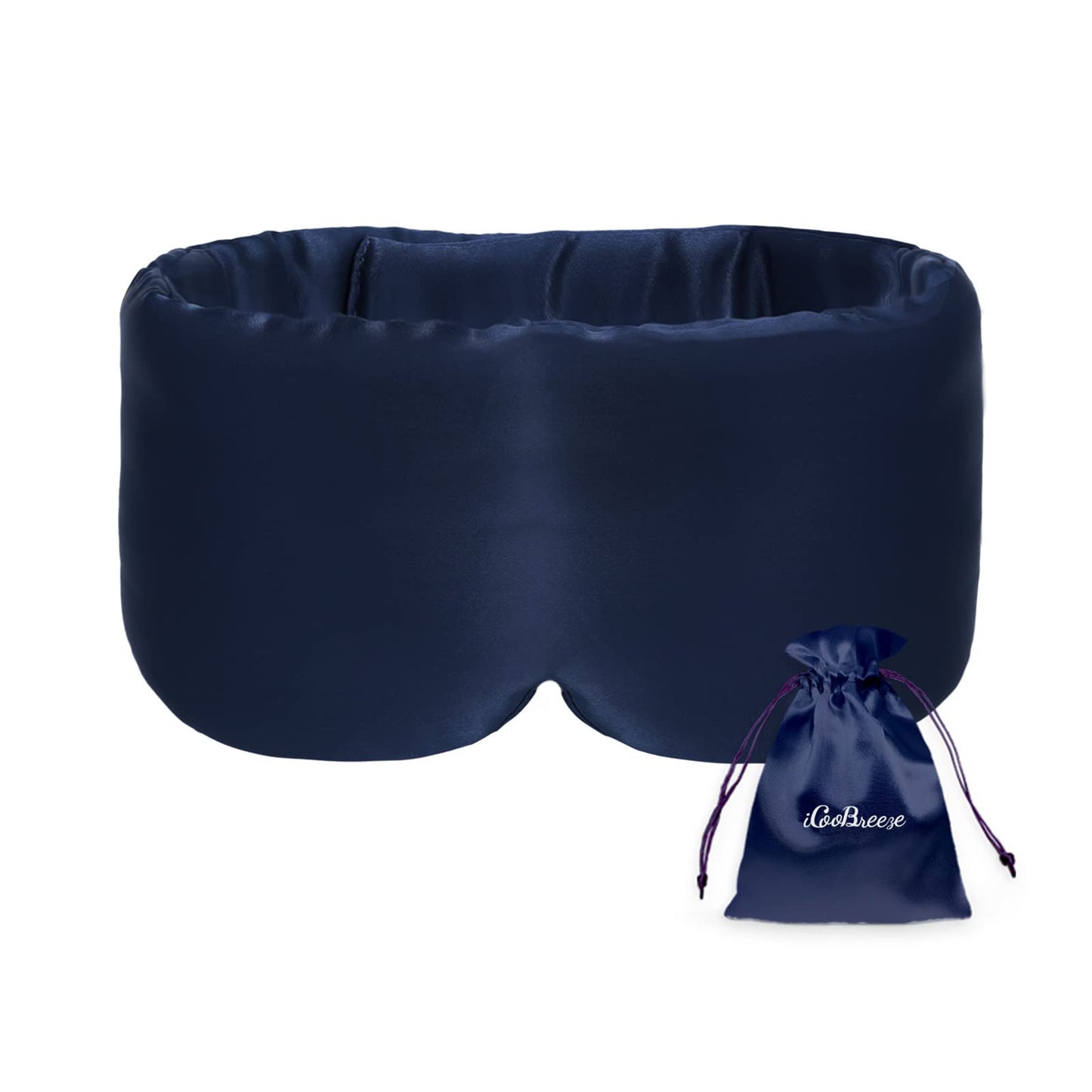 iCooBreeze 100% Handmade Bamboo Sleeping Eye Mask for Women for Men,Night Masks,Organic Sleep Mask,Blockout Eye Mask for Sleeping,Large Size Adjustable (Navy Blue)