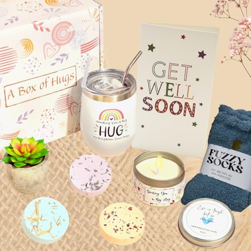 Get Well Gift Box for Women - Hugs & Healing Luxury Care Package for Her, Feel Better Soon Basket - Sympathy and After Sur...