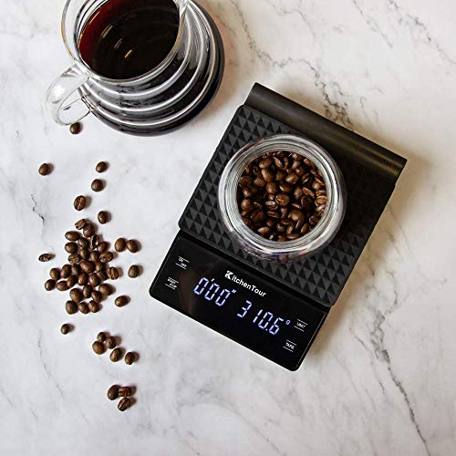 KitchenTour Coffee Scale with Timer 3kg/0.1g High Precision Pour Over Drip Espresso Scale with Back-Lit LCD Display (Batte...