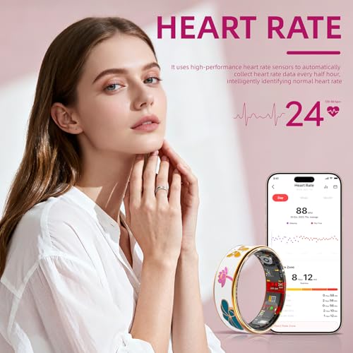 Potewek Smart Ring Health Tracker, Men & Women, Featuring a Heart Rate Monitor, Sleep Tracker, 8 Exercise Modes, Step Coun...