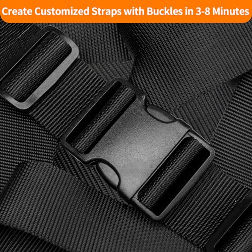 BEYOURD 2" Heavy-Duty Buckle & Straps Set: 6-Pack Side Release Plastic Buckles, 6 Yards of Thick Nylon Webbing, 12 Tri-Gli...