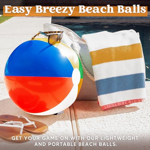JOYIN 4-Pack 20" Beach Balls - Large Rainbow Beach Ball Inflatable Pool Toys for Party Supplies Decorations, Adults Kids B...
