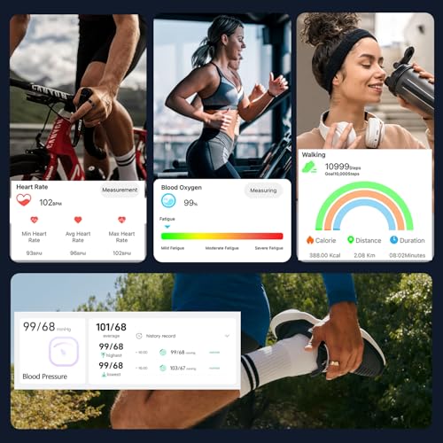 Smart Ring for Women Men Health Tracker - IP68 Waterproof Fitness Ring with Sleep Tracker/Heart Rate/Blood Pressure/Blood ...