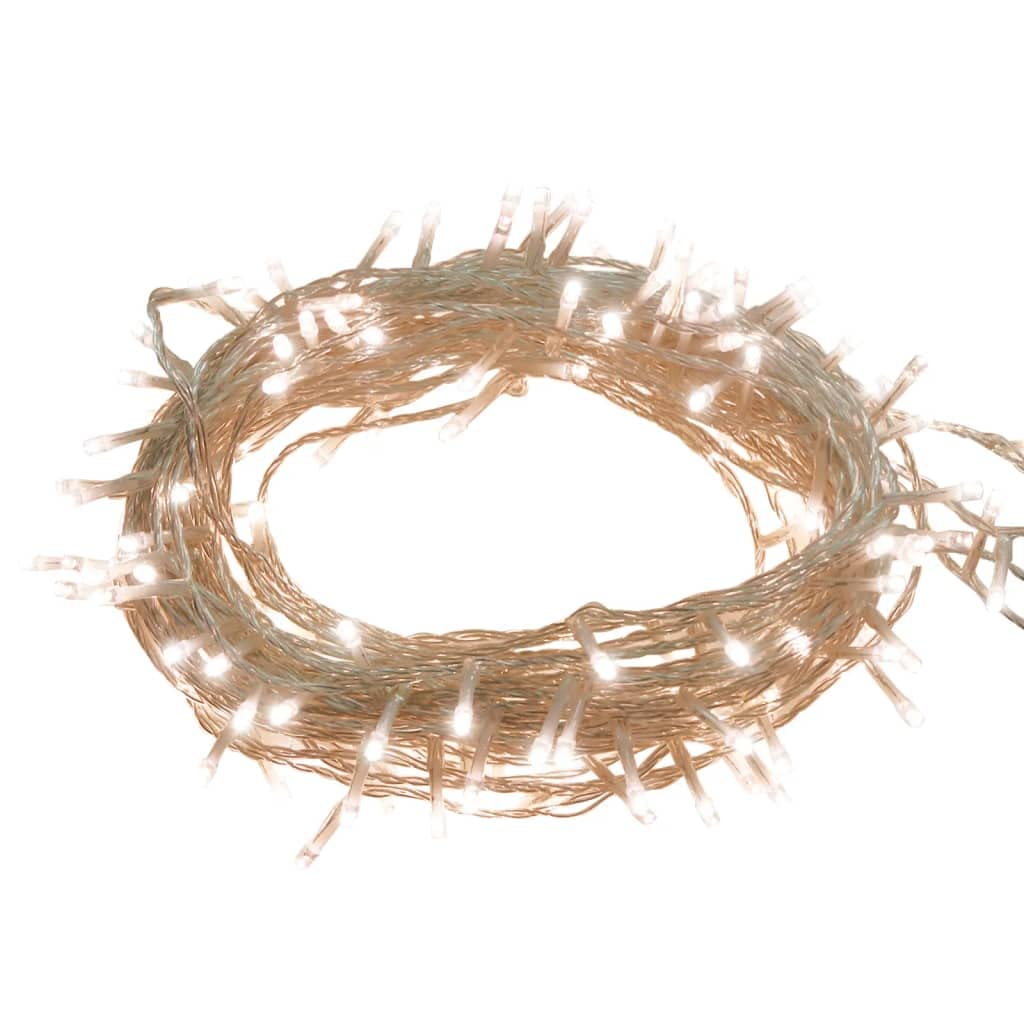 vidaXL Warm White LED String Lights - 300 LEDs, 8 Lighting Modes, 98.4 Long, Flexible Design, Transparent Copper, Model 343229