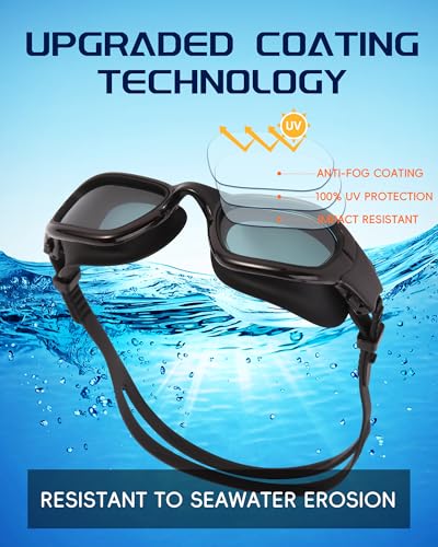 Hurdilen Swim Goggles, Goggles Adult with Swimming Cap, Nose Clip & Ear Plugs, UV Protection Anti-Fog Lens and Case for Adult