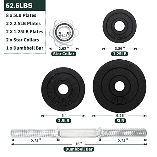 Unipack 105lbs Adjustable Dumbbell Set One Pair of Adjustable Dumbbells Kits - 105 Lbs (52.5lbs X 2pc)