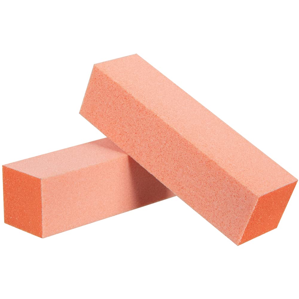 ForPro Professional Collection Buffing Block, Orange, 100/180 Grit, Three-Sided Manicure and Pedicure Nail Buffer, 3.75    L x 1