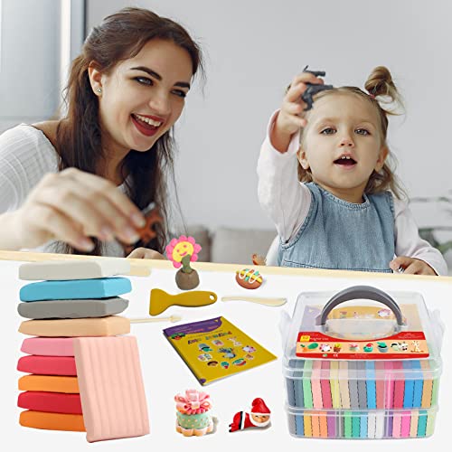 Polymer Clay 50 Colors, Modeling Clay for Kids DIY Starter Kits, Oven Baked Model Clay, Non-Sticky Molding Clay with Sculp...