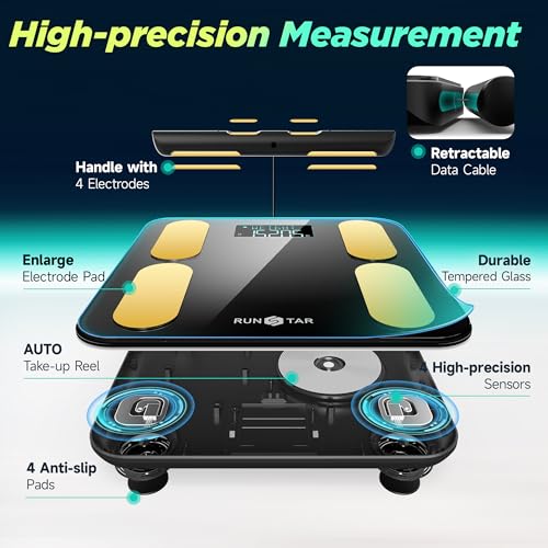 RunStar Scale for Body Weight and Fat, BMI Muscle Mass to 28 Body Composition, FSA&HSA Eligible Digital Bathroom Scales 8-...