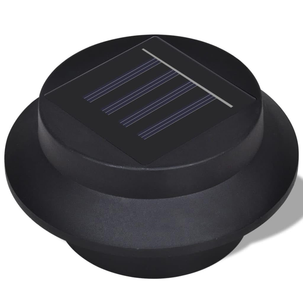 Vidaxl 6 Pcs Outdoor Solar Lamp Set, Led Fence Lights, Black, Durable Plastic, Energy-Saving, Easy Installation, Model 41180