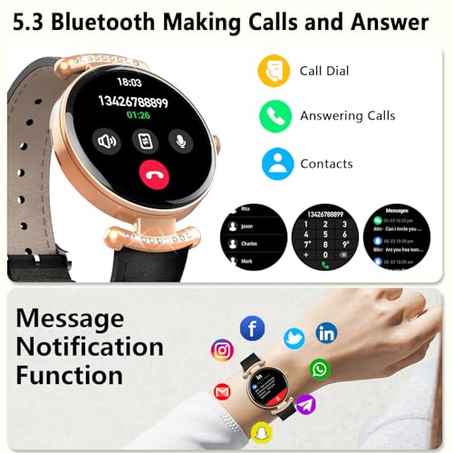 uaue Smart Watches for Women Android iOS, 1.2'' Fitness Trackers with Bluetooth Call (Answer/Make), Smartwatch with Heart ...