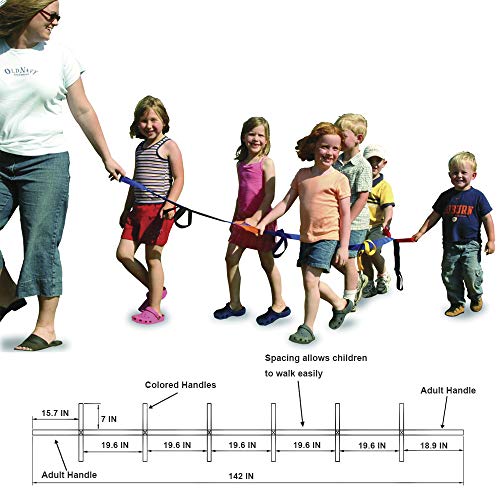 Lainrrew Walking Rope with 12 Colorful Handles - Outdoor Safety Rope for Preschool & Kindergarten Kids (Blue)