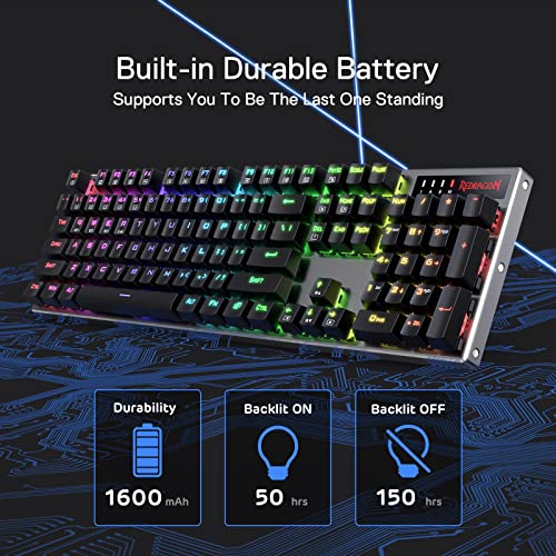 Redragon K556 PRO Upgraded Wireless RGB Gaming Keyboard, BT/2.4Ghz Tri-Mode Aluminum Mechanical Keyboard w/No-Lag Connecti...