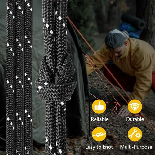 750Ib Reflective Paracord Rope,100' 200' 500' 1000', 4mm 11 Strand Parachute Spool Cord with Collecting Bag, para Cord Lan...
