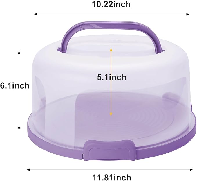 10Inch Cake Stand Carrier with Lid and Handle Storage Container Keeper Plastic Tall Transport Travel Cake Saver Holder with Cover Pie Bundt Round