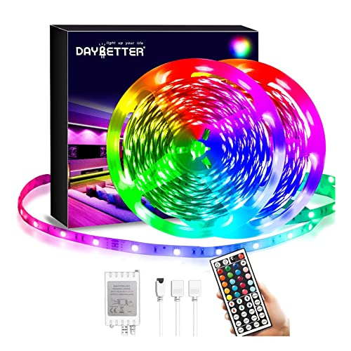 DAYBETTER Led Strip Lights 40ft, RGB Color Changing Led Strips with 44 Keys Remote Control for Room, Bedroom, Suitable for...