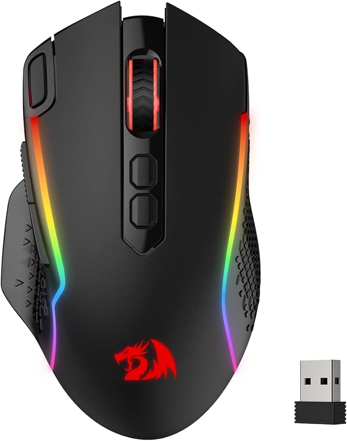 Redragon M810 Pro Wireless Gaming Mouse, 10000 DPI Wired/Wireless Gamer Mouse w/Rapid Fire Key, 8 Macro Buttons, 45-Hour R...