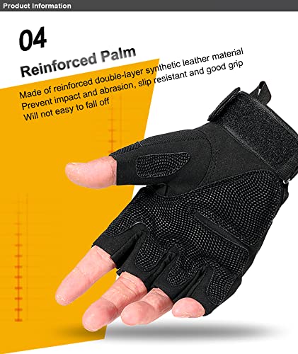 SUJAYU Outdoor Men's Knuckle Protection Workout Training Fingerless Gloves