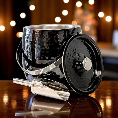 BREKX 3-QT Insulated Ice Buckets for Parties with Lid and Scoop - Iceberg Anchored Wine Chiller Champagne Bucket for Cockt...