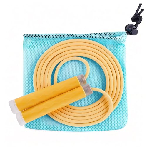 YUEDONG 7mm Thick Weighted Jump Rope for Fitness - Adjustable Heavy PVC Skipping Rope with Ball Bearings, Wave Texture Erg...