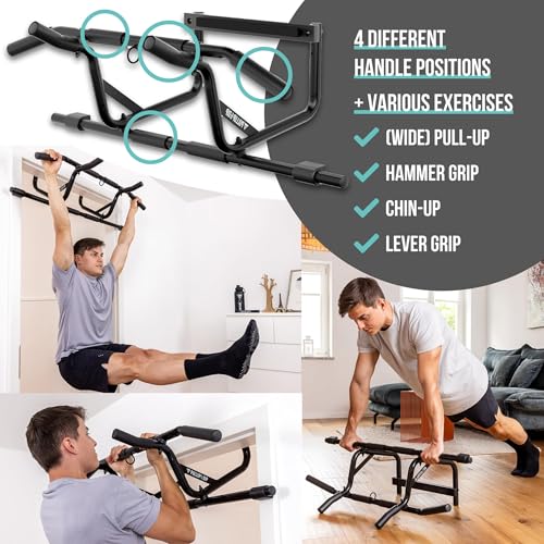 PULLUP & DIP Pull-up bar for door frames for hanging without screws and no slipping, professional door bar, pull-up bar wi...