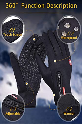 FOXLVDA Winter Warm Gloves for Men and Women, with Windproof and Waterproof Features, Sensitive Touch Screen Texting Finge...