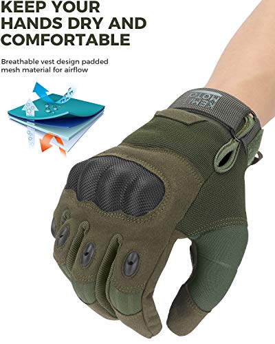 KEMIMOTO Tactical Gloves for Men, Touchscreen Motorcycle Gloves with Hard Shell & Palm Padding for Sports Motorcycle Cycli...