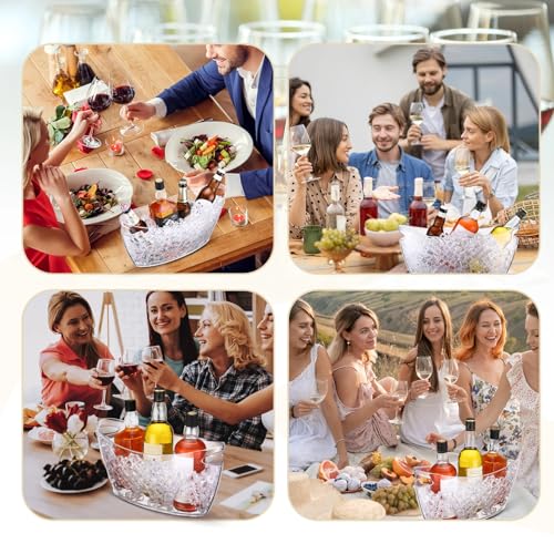 Funnymoom 4 Pcs Ice Bucket for Parties Clear Bar Supplies 5.5 Liter Acrylic Champagne Bucket with 4 Ice Scoop Wine Tub for...