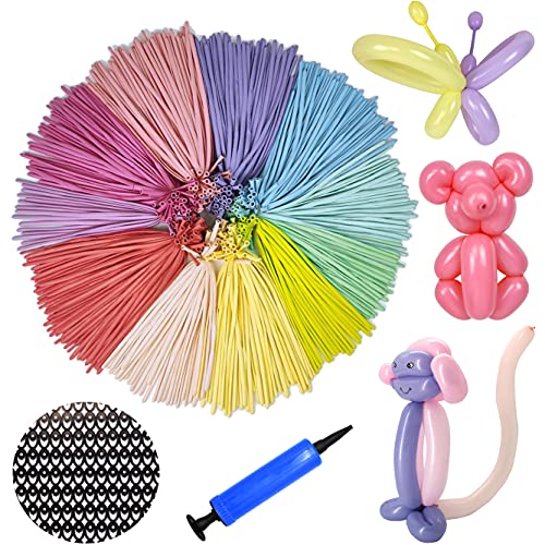 LXZFCRG 260 Balloons with Pump, Premium Long Latex Twisting Balloons for Birthday Wedding Festival Party Pastel Color Pack...