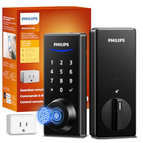Philips Wi-Fi Smart Door Lock, Keyless Entry Door Lock with App Control,Fingerprint ID,Auto Lock,Keypad Deadbolt with Wi-F...